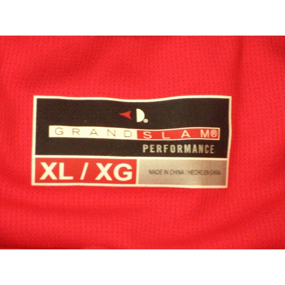 Mens Grand Slam Red/Silver Stripe SS Polo Golf Casual Shirt sz XL - Picture 4 of 4